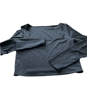 Women’s Black Square Neck Long Sleeve Top